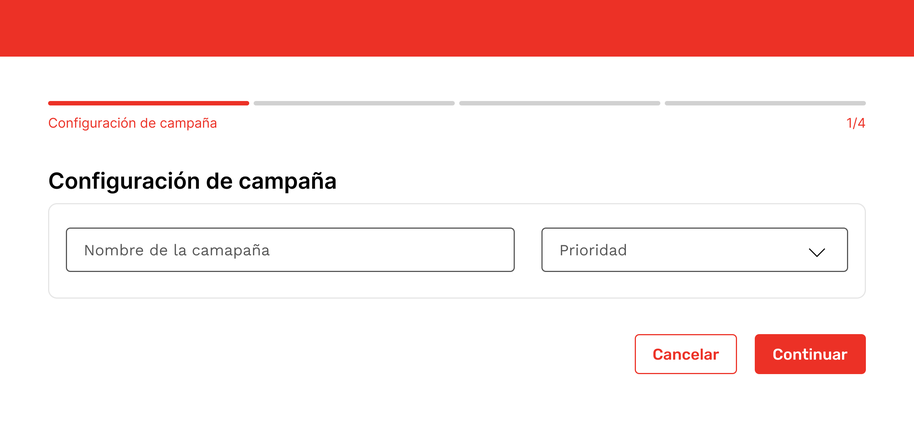 Configuración de campaña: nombre y prioridad